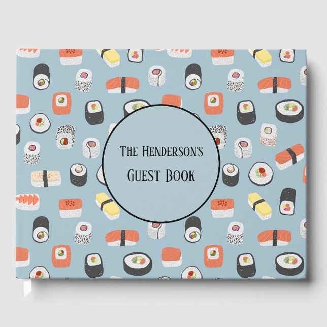 Sushi Nigiri Sashimi Maki Roll Individuelle Name Gästebuch (Vorderseite)