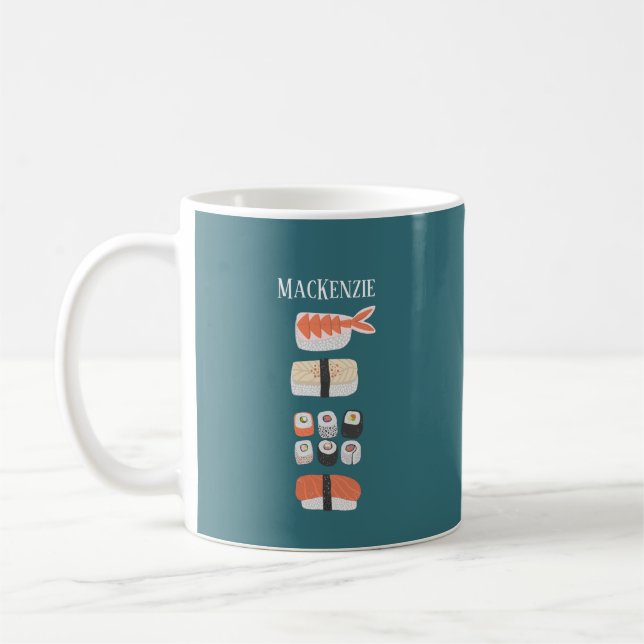 Sushi Nigiri Sashimi Maki Roll Individuelle Name Kaffeetasse (Links)