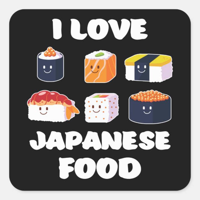Sushi Noodles Anime Manga Funny Japan Otaku Outfit Quadratischer Aufkleber (Vorderseite)