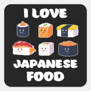Sushi Noodles Anime Manga Funny Japan Otaku Outfit Quadratischer Aufkleber