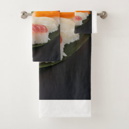 Sushi on a Leaf - Japanese Nigiri Towel Badhandtuch Set