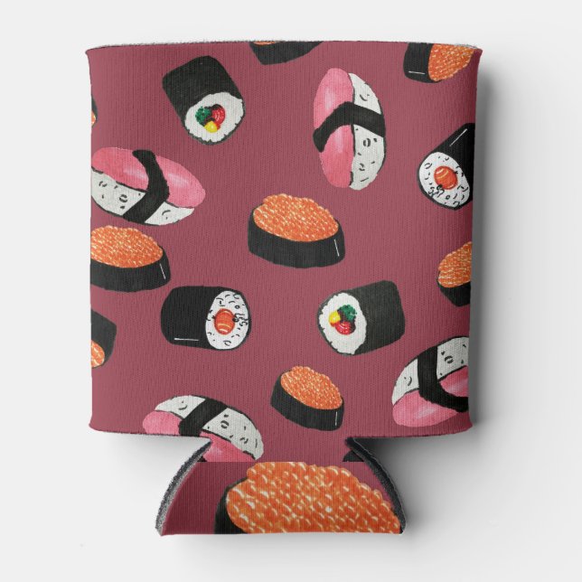Sushi Onigiri Rolls: Nahtlose Illustration Dosenkühler (Vorderseite)