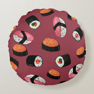 Sushi Onigiri Rolls: Nahtlose Illustration Rundes Kissen
