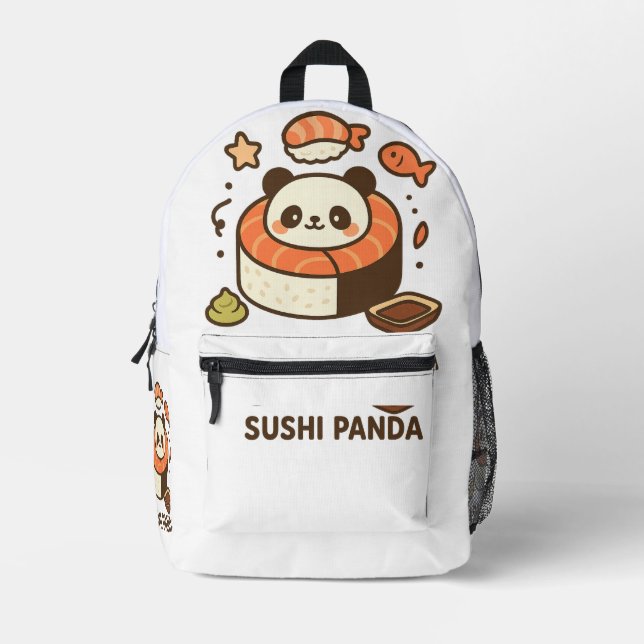 Sushi Panda Bedruckter Rucksack (Vorderseite)