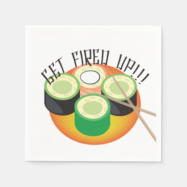 Sushi Party Hibachi Cucumber Chopsticks Pattern Serviette (Vorderseite)