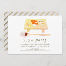 Sushi Party Modern White Birthday