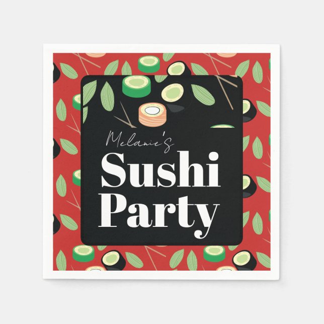 Sushi Party Rolls Birthday Name Serviette (Vorderseite)