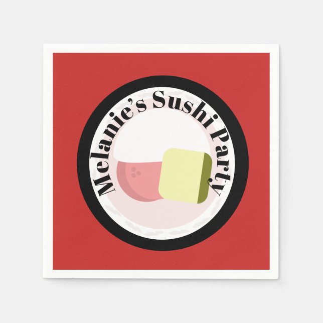 Sushi Party Rolls Geburtstagsname Serviette (Vorderseite)