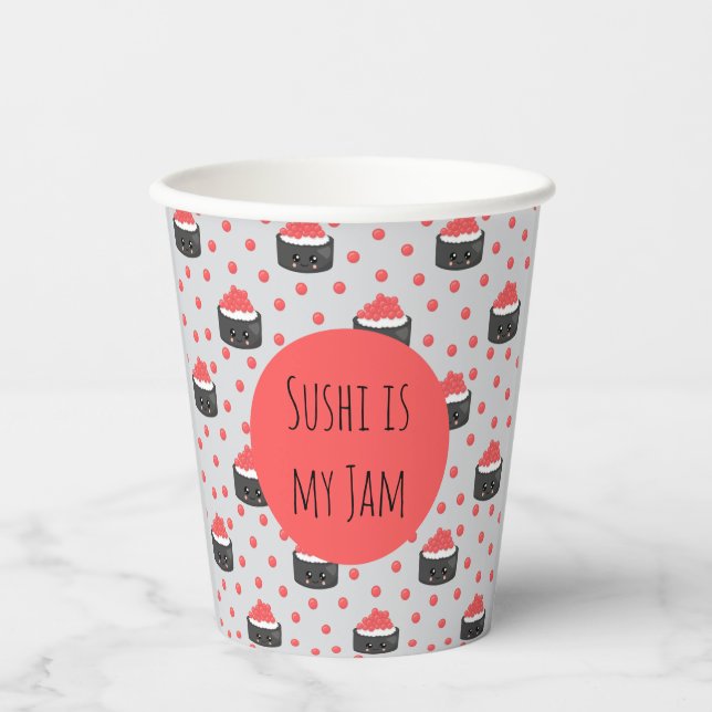 Sushi pattern and funny quote Paper cup Pappbecher (Vorderseite)