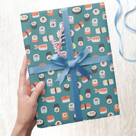 Sushi Pattern Aquamarin Green Geschenkpapier