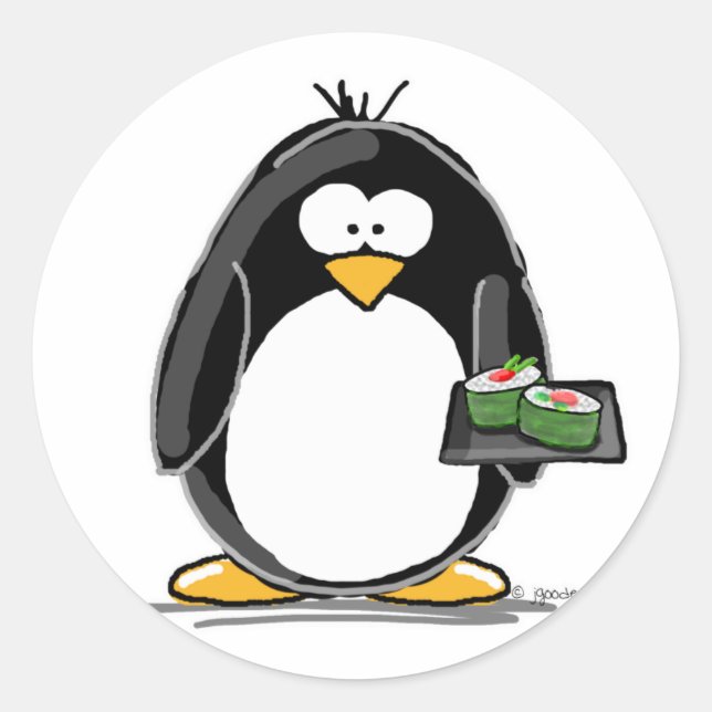 Sushi Penguin Runder Aufkleber (Vorderseite)