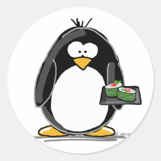 Sushi Penguin Runder Aufkleber
