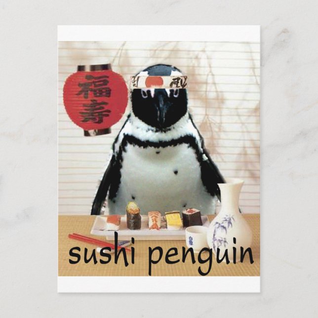 Sushi-Pinguin Postkarte (Vorderseite)