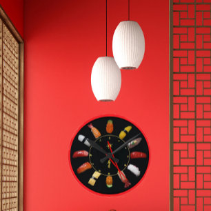 sushi plate wall clock runde wanduhr