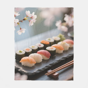 Sushi Platte Kirschblüte Fleecedecke