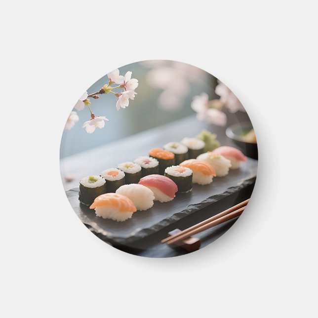 Sushi Platte Kirschblüte Magnet (Vorne)