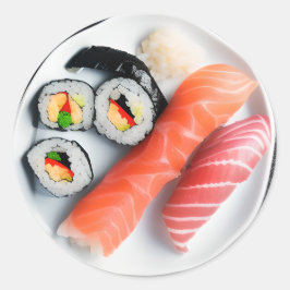 Sushi-Platte | Realistisches Essen Runder Aufkleber