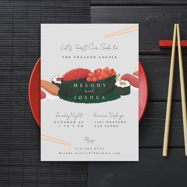 Sushi Pre Wedding Party Gray Einladung (Von Creator hochgeladen)
