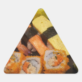 Sushi Raw Food Japanisches Essen Köstlich Serviere Dreieckiger Aufkleber