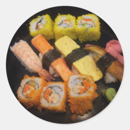 Sushi Raw Food Japanisches Essen Köstlich Serviere Runder Aufkleber