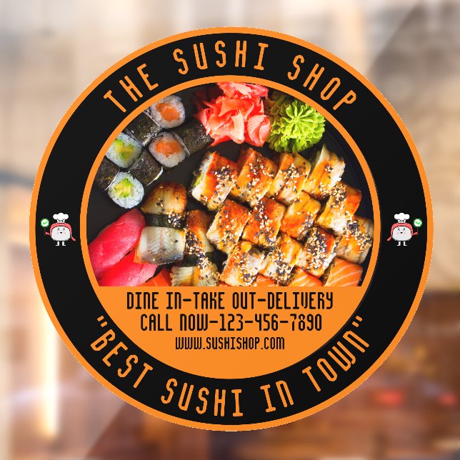 Sushi Restaurant Große Front individuell anpassen Fensteraufkleber (Blatt 2)