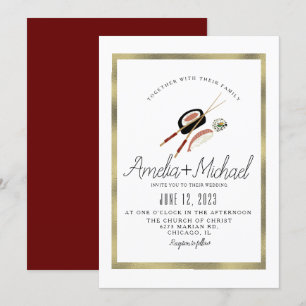 Sushi Roll Asian Japan Restaurant Wedding Einladung