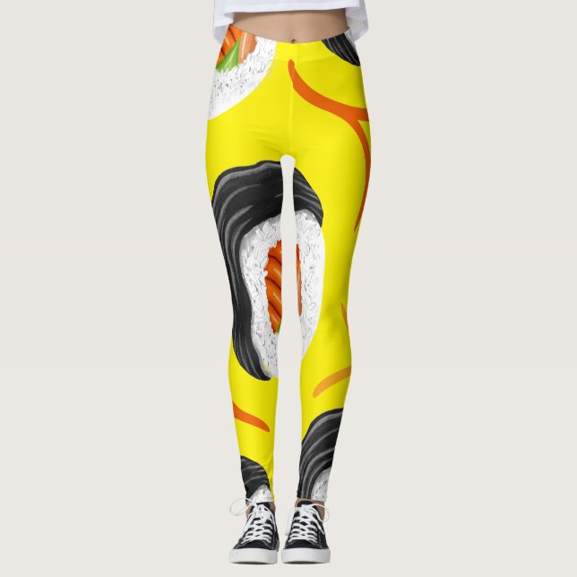 Sushi Roll Athletic Yoga Leggings (Vorderseite)