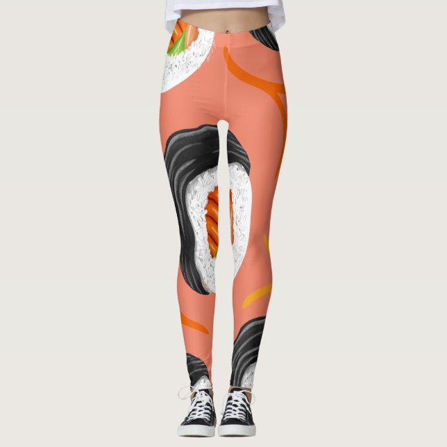 Sushi Roll Athletic Yoga Leggings (Vorderseite)