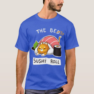 Sushi Roll Bed Cat Funny Niedlich Kitty Social Dis T-Shirt