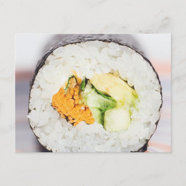 Sushi roll Fisch und Reis Postkarte (Vorderseite)