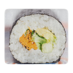 Sushi roll Fisch und Reis Schneidebrett