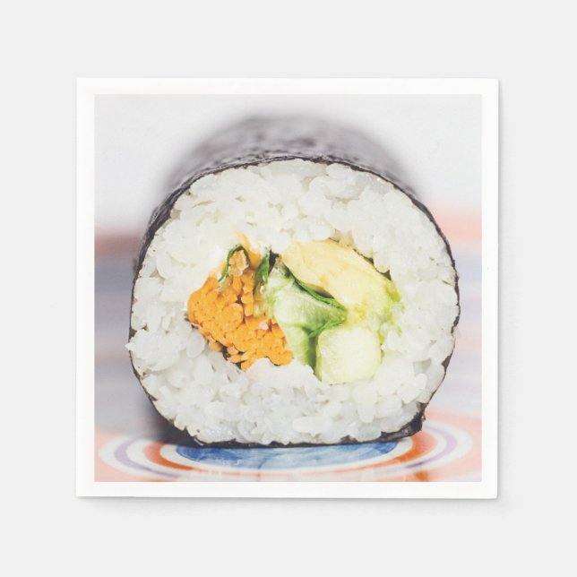 Sushi roll Fisch und Reis Serviette (Vorderseite)