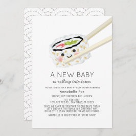 Sushi Roll Kawaii Drive-by Baby Shower Einladung