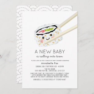 Sushi Roll Kawaii Drive-by Baby Shower Einladung
