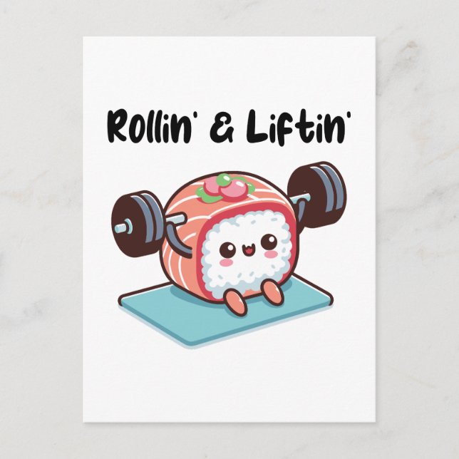 Sushi Roll Lifting Weights Postkarte (Vorderseite)