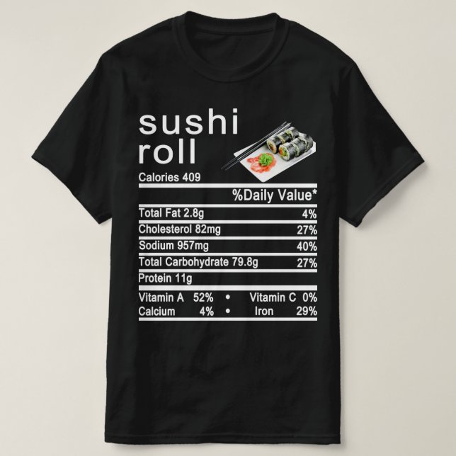 Sushi Roll Nutrition Facts-Label T-Shirt (Design vorne)