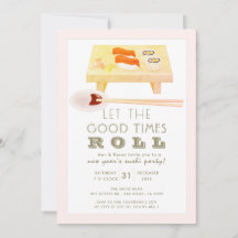 Sushi Roll Pink Neujahrs-Party Einladung