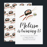 Sushi Roll Salmon Teen Birthday Hibachi Restaurant Einladung<br><div class="desc">Sushi Roll Einladungen Illustration entworfen von Dream Big Digital Design</div>