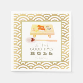 Sushi Roll White x Gold Wave Musterpapier Napkins Serviette