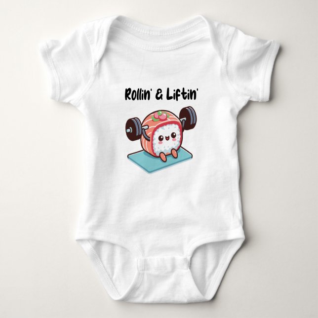 Sushi-Röllchen stemmen Gewichte Baby Strampler (Vorderseite)