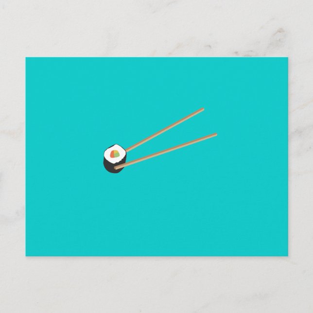 Sushi-Rolle mit Stäbchen Postkarte (Vorderseite)