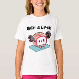 Sushi-Rolle stemmt Gewichte T-Shirt