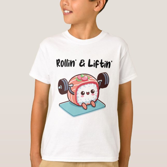 Sushi-Rolle stemmt Gewichte T-Shirt (Vorderseite)
