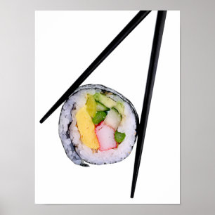 Sushi-Rolle u. Essstäbchen - kundengebundene Poster
