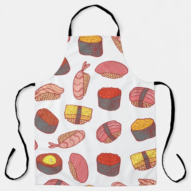 Sushi-Rollen, doodle, bunte Tapeten Schürze (Vorderseite)