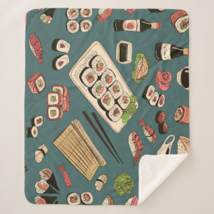 Sushi Rollen: Farbig Nahtlos Vintag. Sherpadecke