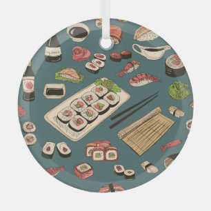 Sushi-Rollen: Farbige nahtlose Vintage. Ornament Aus Glas
