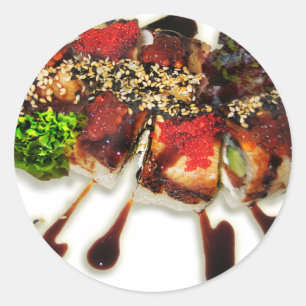 Sushi-Rollen Sesam Ingwer Wasabi Japan Küche Runder Aufkleber