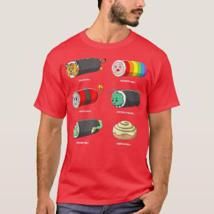 Sushi Rolls Kawaii Anime Animals essen japanisches T-Shirt