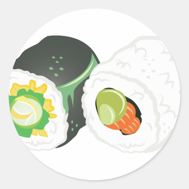 Sushi Rolls Runder Aufkleber (Vorderseite)